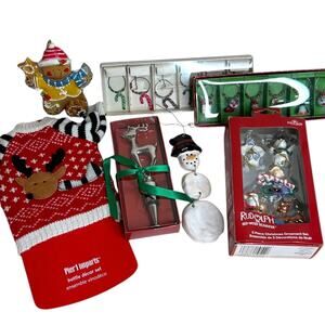 Colorful Christmas Mixed Lot Ornaments Wine Charms Bottle Stopper Bottle Sweater